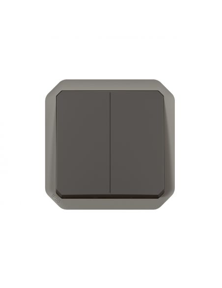 Commande double interrupteur ou poussoir Plexo composable anthracite LEGRAND 069805L