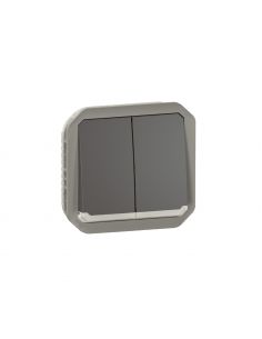 Commande double interrupteur ou poussoir lumineux Plexo composable anthracite LEGRAND 069806L 2