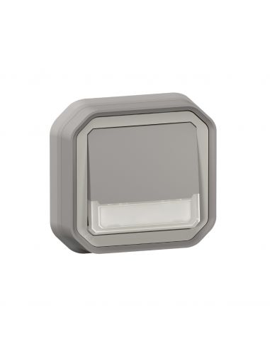 Poussoir NO-NF lumineux porte-étiquette Plexo complet encastré gris LEGRAND 069824L
