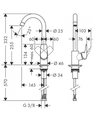 Mitigeur évier cuisine Logis M31 1 jet HANSGROHE 71835000