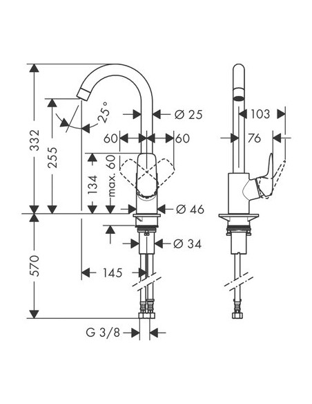 Mitigeur évier cuisine Logis M31 1 jet HANSGROHE 71835000