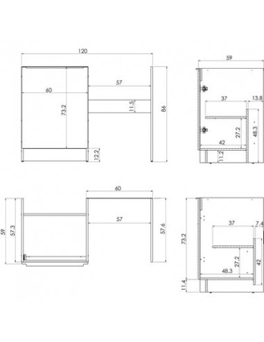 MEUBLE CUISINETTE MELAMINE 120 MODERNA ABCE120D05