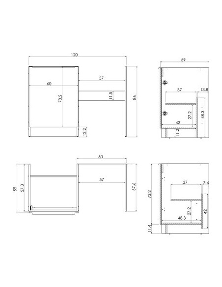 MEUBLE CUISINETTE MELAMINE 120 MODERNA ABCE120D05