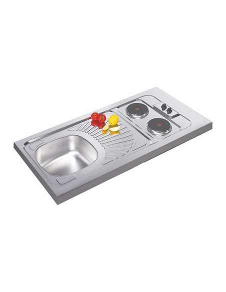 Évier avec plaques électriques En inox austénitique avec un bac et un égouttoir MODERNA CPAE120A00
