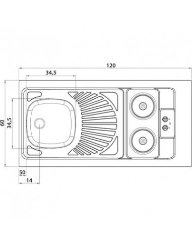 EVIER INOX PLAQUES INTEGREES MODERNA CPAE120A00
