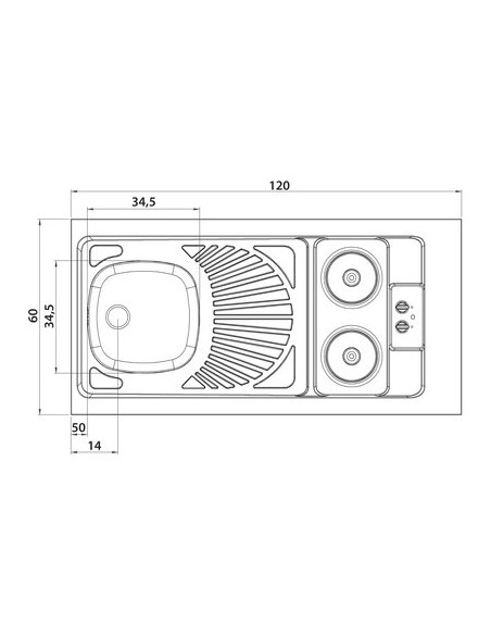 EVIER INOX PLAQUES INTEGREES MODERNA CPAE120A00