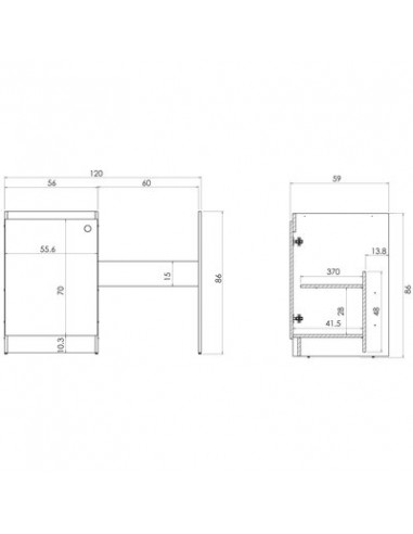 MEUBLE SOUS EVIER 1 PORTE BLANC MODERNA ABCF120D02