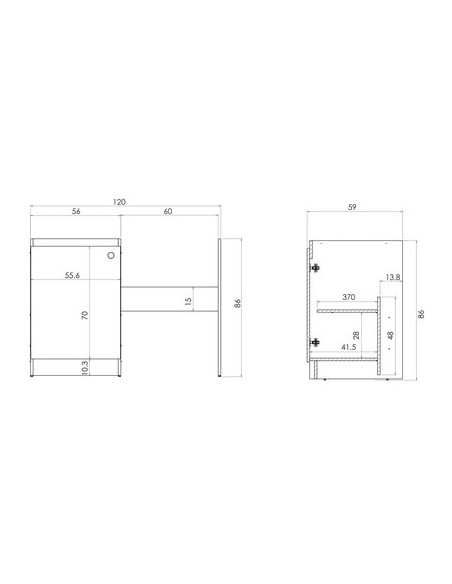 MEUBLE SOUS EVIER 1 PORTE BLANC MODERNA ABCF120D02