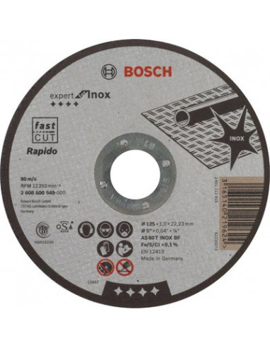 DISQUE À TRONÇONNER INOX 125 BOSCH 2 608 600 549