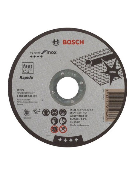 DISQUE À TRONÇONNER INOX 125 BOSCH 2 608 600 549