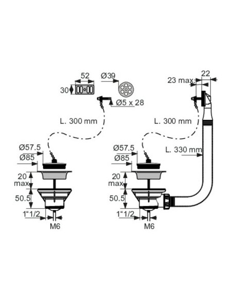 BONDES EVIER Ø60 BOUCHON + TP VALENTIN 86540000000
