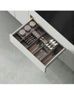 Porte-couteaux Orderbox pour tiroir 150x470 mm Gris anthracite Acier et Bois EMUCA 3069335 2
