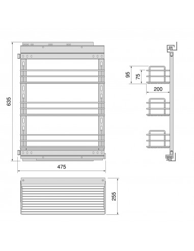 Chariot coulissant TitaneStar avec soft close Module 300 Gris anthracite Acier EMUCA 8977835
