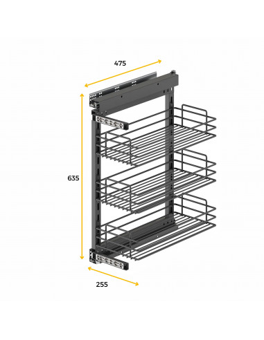 Chariot coulissant TitaneStar avec soft close Module 300 Gris anthracite Acier EMUCA 8977835