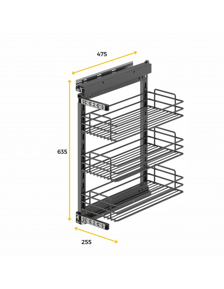 Chariot coulissant TitaneStar avec soft close Module 300 Gris anthracite Acier EMUCA 8977835
