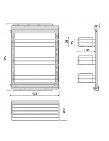 Chariot coulissant TitaneStar avec soft close Module 400 Gris anthracite Acier EMUCA 8977935