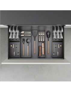 Organisateur incliné Orderbox pour tiroir 150x470 mm Gris anthracite Acier et Bois EMUCA 3069235