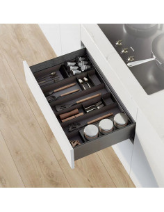 Organisateur incliné Orderbox pour tiroir 150x470 mm Gris anthracite Acier et Bois EMUCA 3069235 2