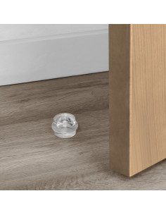 Lot de 6 butées de porte cylindriques adhésives fixation au sol Plastique Transparent EMUCA 4032520 2