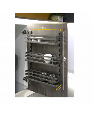 Kit de Titane de rangement des épices pour meuble de cuisine ou élément haut Acier Gris antracite EMUCA 8946435