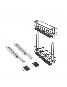 Porte-bouteilles latéral extractible TitaneMax avec fermeture amortie Module 150 Gris anthracite Acier EMUCA 8381035