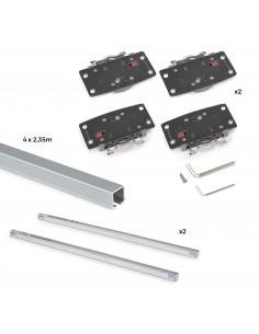 Kit ferrures Flow2 2 portes coulissantes et armoire fermeture souple rails encastrés 2,35m Anodisé mat EMUCA 6213662