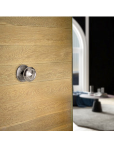 Bouton de porte d'entrée Modèle Fedora Ø70mm poignée pour porte d'entrée Acier inoxydable Nickel satiné EMUCA 9172965