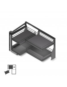 Meuble d'angle coulissant Titane pour meubles de cuisine s'ouvrant à Gauche Gris anthracite Acier et Bois EMUCA 8939935 2