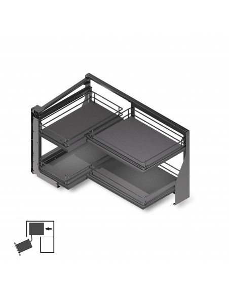Meuble d'angle coulissant Titane pour meubles de cuisine s'ouvrant à Gauche Gris anthracite Acier et Bois EMUCA 8939935