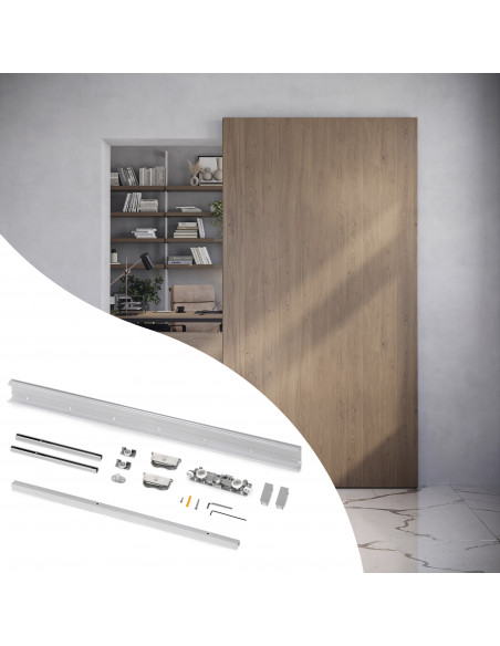 Kit de quincaillerie pour porte coulissante en bois Wall à fermeture souple Acier et Aluminium et Plastique EMUCA 6119420