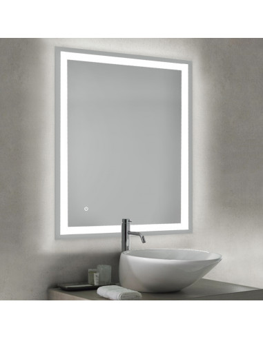 Miroir de salle de bain Heracles avec éclairage LED frontal et décoratif (AC 230V 50Hz) 34 W Plastique et Verre EMUCA 5151020