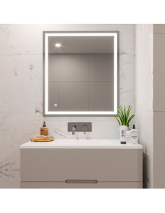 Miroir de salle de bain Heracles avec éclairage LED frontal et décoratif (AC 230V 50Hz) 34 W Plastique et Verre EMUCA 5151020 2