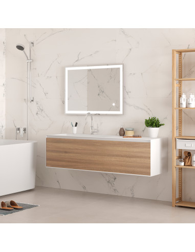 Miroir de salle de bain Heracles avec éclairage LED frontal et décoratif (AC 230V 50Hz) 34 W Plastique et Verre EMUCA 5151020