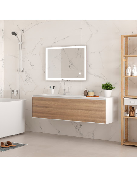 Miroir de salle de bain Heracles avec éclairage LED frontal et décoratif (AC 230V 50Hz) 34 W Plastique et Verre EMUCA 5151020