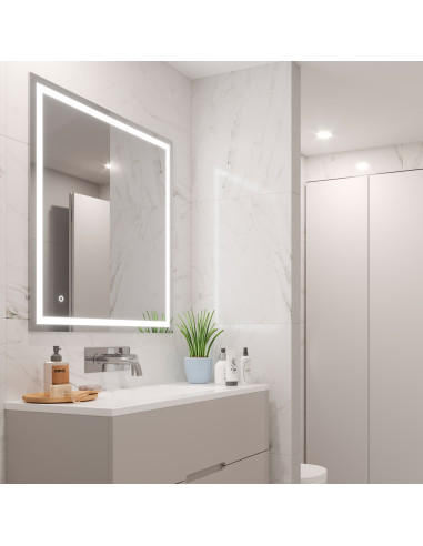 Miroir de salle de bain Heracles avec éclairage LED frontal et décoratif (AC 230V 50Hz) 34 W Plastique et Verre EMUCA 5151020
