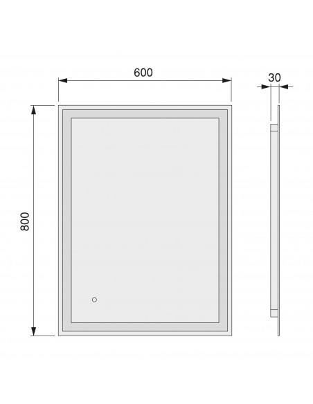 Miroir de salle de bain Heracles avec éclairage LED frontal et décoratif (AC 230V 50Hz) 34 W Plastique et Verre EMUCA 5151020