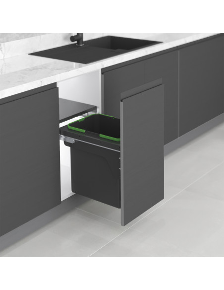 Recycle 35L poubelle de recyclage pour la cuisine avec montage latéral Acier et Plastique Plastique gris antracite EMUCA 8966023