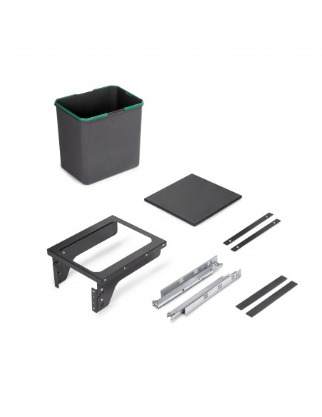 Recycle 35L poubelle de recyclage pour la cuisine avec montage latéral Acier et Plastique Plastique gris antracite EMUCA 8966023