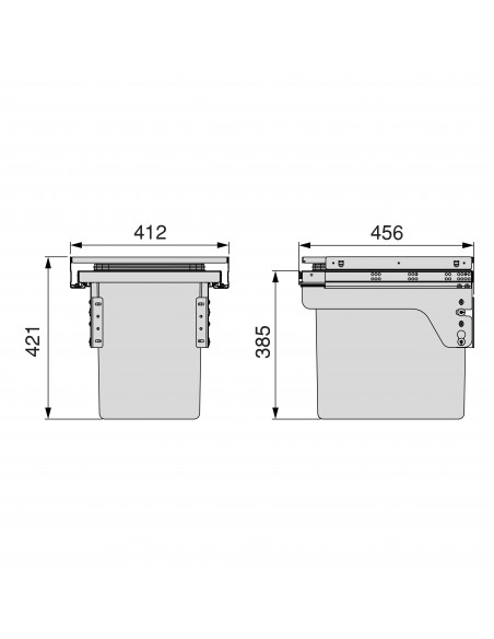 Recycle 35L poubelle de recyclage pour la cuisine avec montage latéral Acier et Plastique Plastique gris antracite EMUCA 8966023