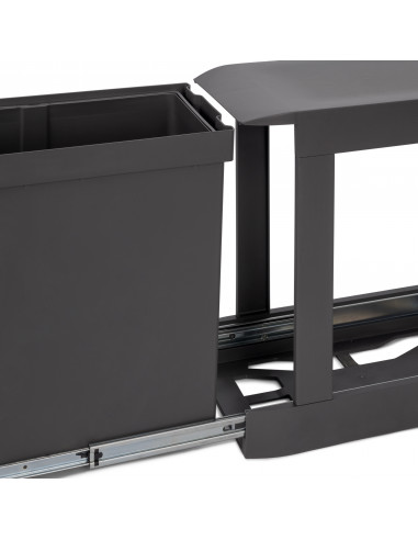 Poubelles recyclage la cuisine 2 x 14L fixation inférieure extraction automatique Acier Plastique Gris antracite EMUCA 8907023