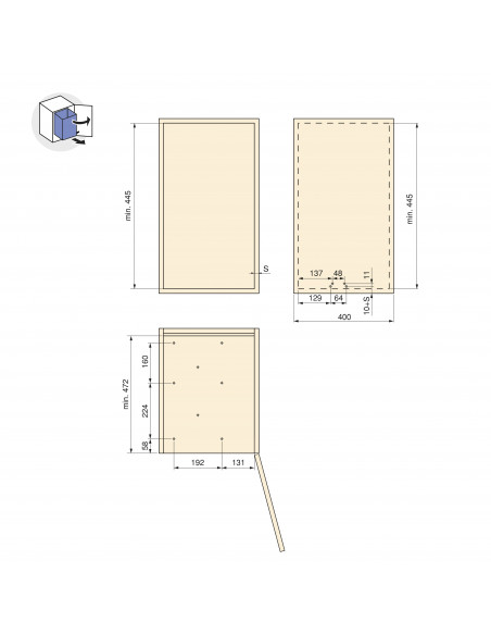 Poubelles recyclage la cuisine 2 x 14L fixation inférieure extraction automatique Acier Plastique Gris antracite EMUCA 8907023