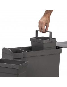 Poubelles recyclage la cuisine 3 x 10L fixation inférieure extraction automatique Acier Plastique Gris antracite EMUCA 8907123 2