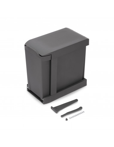 Poubelles recyclage la cuisine 3 x 10L fixation inférieure extraction automatique Acier Plastique Gris antracite EMUCA 8907123
