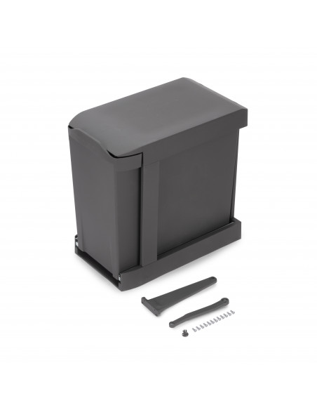 Poubelles recyclage la cuisine 3 x 10L fixation inférieure extraction automatique Acier Plastique Gris antracite EMUCA 8907123