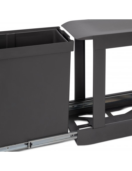 Poubelles recyclage la cuisine 3 x 10L fixation inférieure extraction automatique Acier Plastique Gris antracite EMUCA 8907123