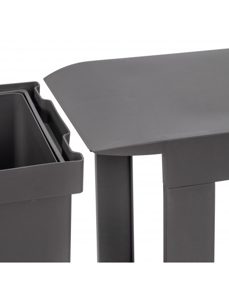 Poubelles recyclage la cuisine 3 x 10L fixation inférieure extraction automatique Acier Plastique Gris antracite EMUCA 8907123