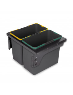 Recycle 2 x 24L poubelle recyclage la cuisine avec montage latéral Acier et Plastique Plastique gris antracite EMUCA 8966123 2