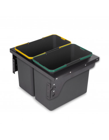 Recycle 2 x 24L poubelle recyclage la cuisine avec montage latéral Acier et Plastique Plastique gris antracite EMUCA 8966123