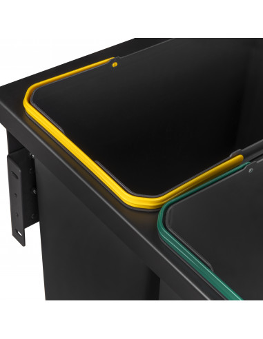 Recycle 2 x 24L poubelle recyclage la cuisine avec montage latéral Acier et Plastique Plastique gris antracite EMUCA 8966123