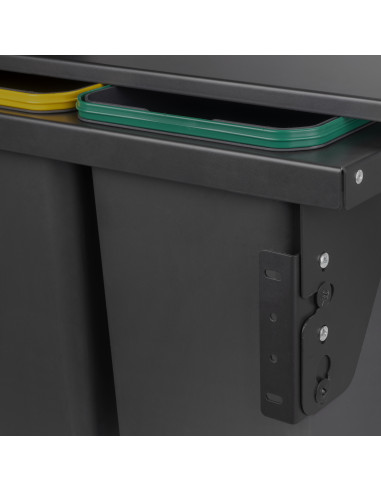 Recycle 2 x 24L poubelle recyclage la cuisine avec montage latéral Acier et Plastique Plastique gris antracite EMUCA 8966123